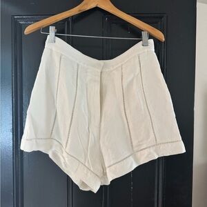 Elegant Cream Linen Women's Shorts